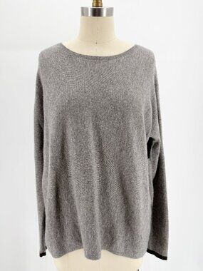 Vince Women’s Two-Tone Gray and Black Cashmere Crewneck Sweater M